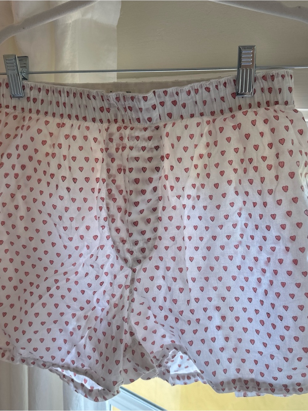 Roller Rabbit White Boxer Shorts with Pink Heart Print